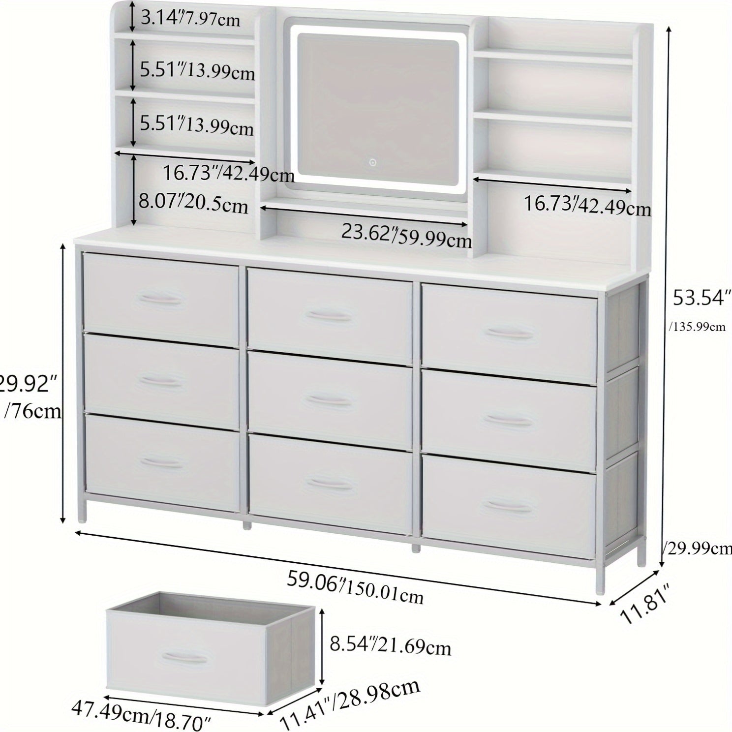 dressing table featuring a   mirror   nine