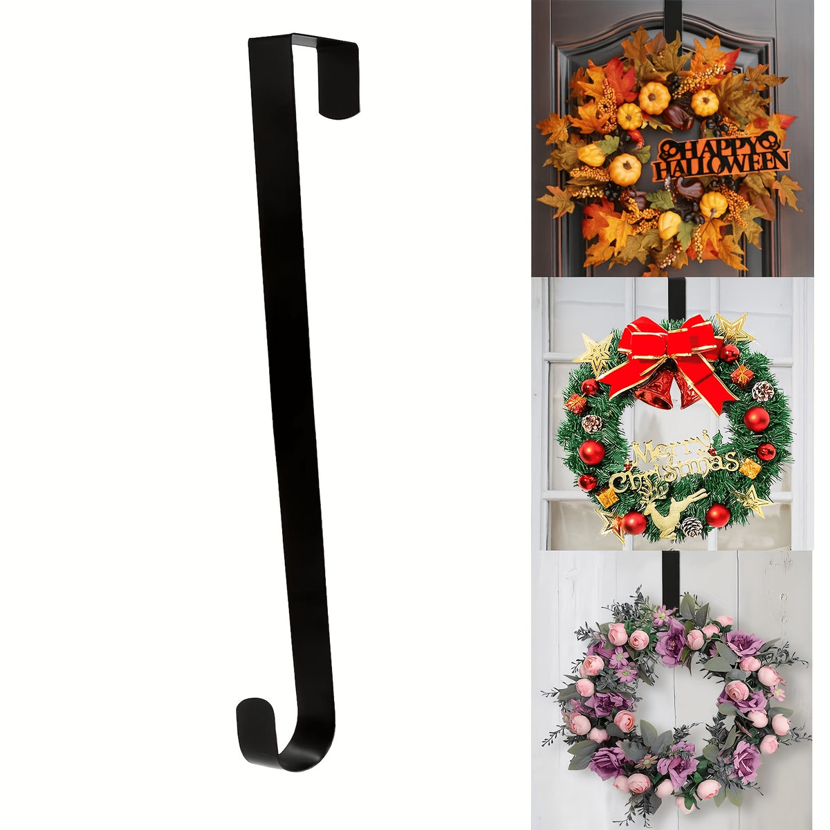 1pc   metal door wreath hook punch free heavy duty