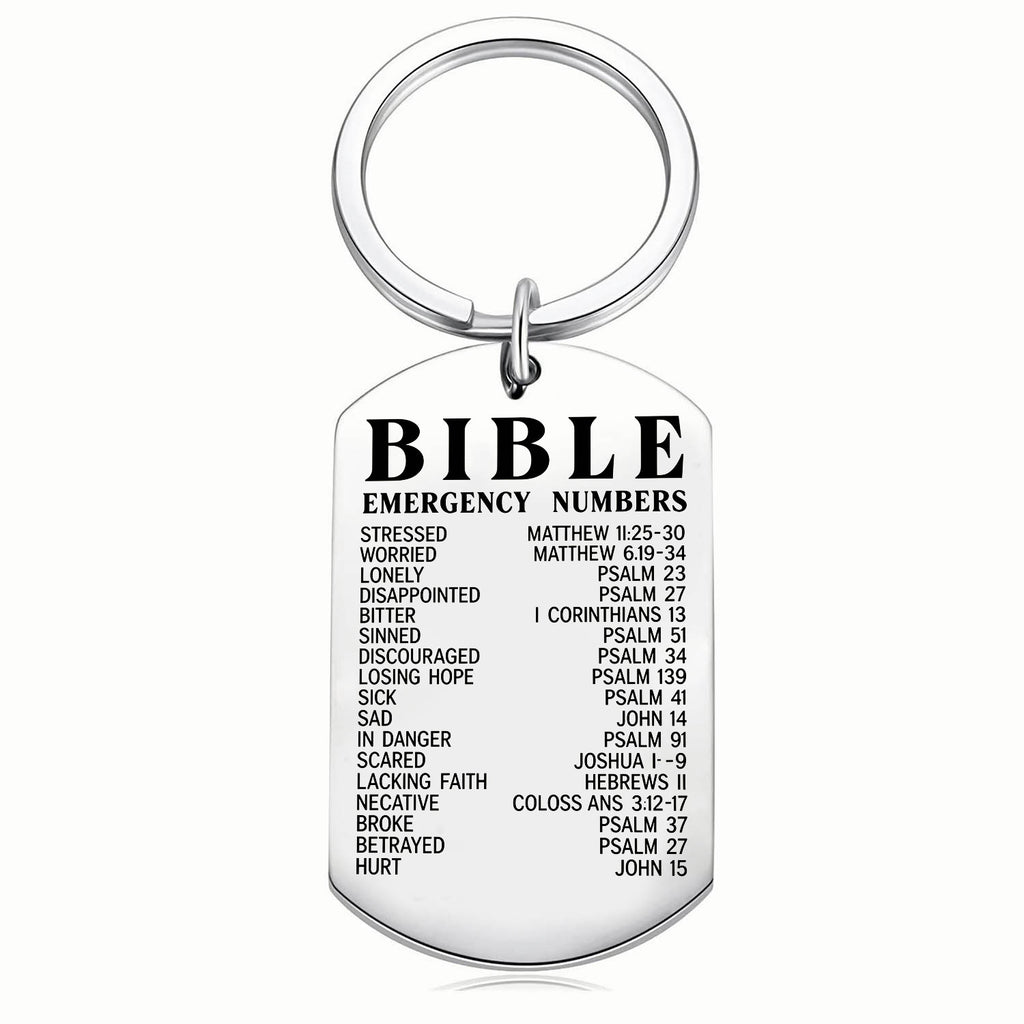 1pc stainless steel keychain bible emergency numbers
