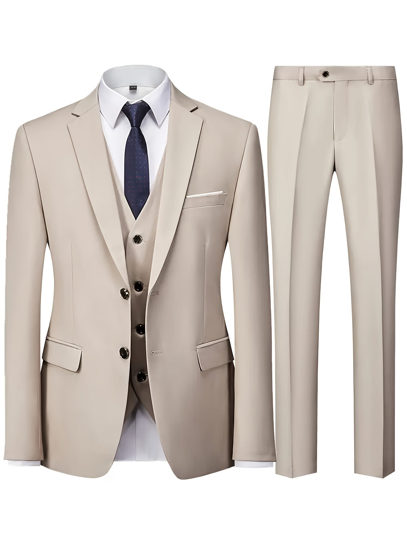 mens 3pcs   jacket vest suit pants stylish high