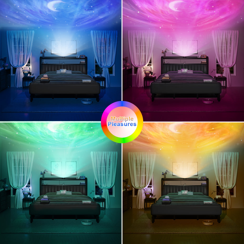 metal platform bed storage   upholstered headboard