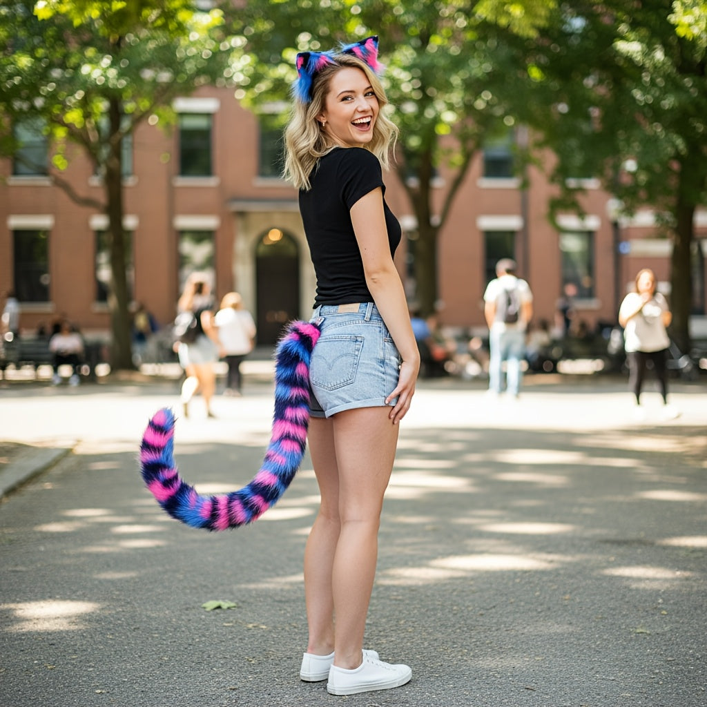 christmas gift 2pcs plush cat set fluffy ear headband