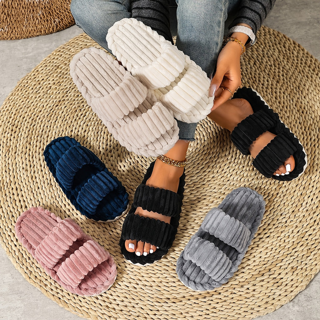 winter 2026 womens plush slippers corduroy home