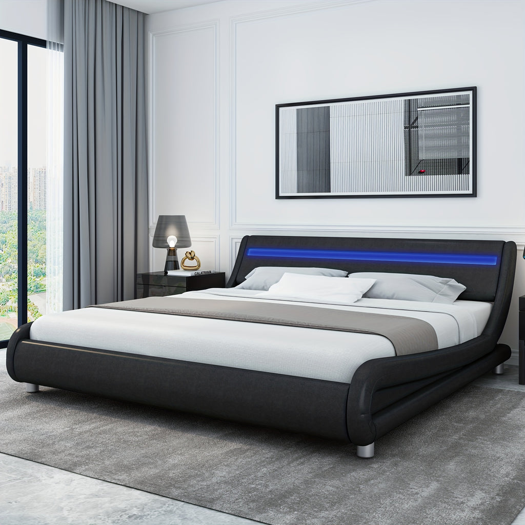 modern upholstered led bed frame adjustable headboard