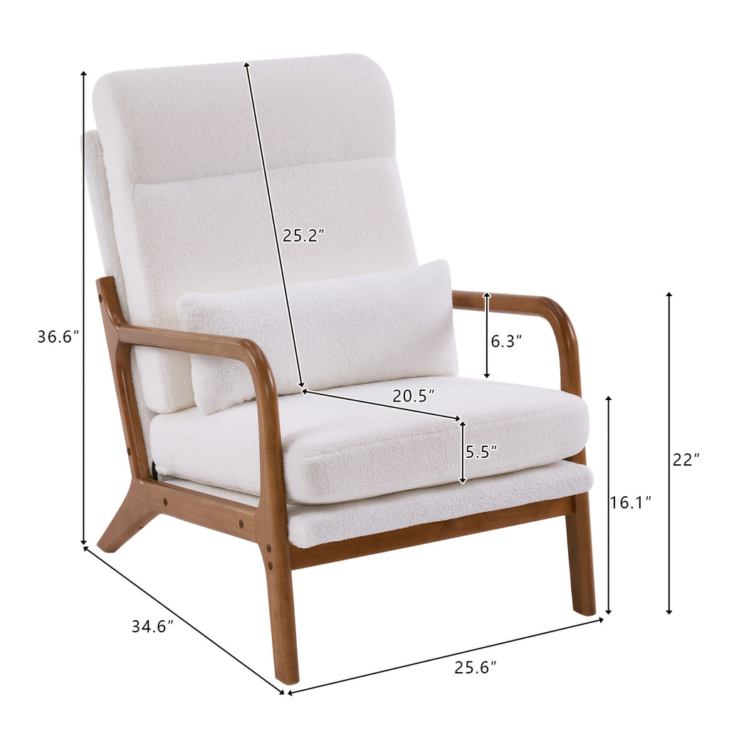 high back   century modern accent chair soild wood padding