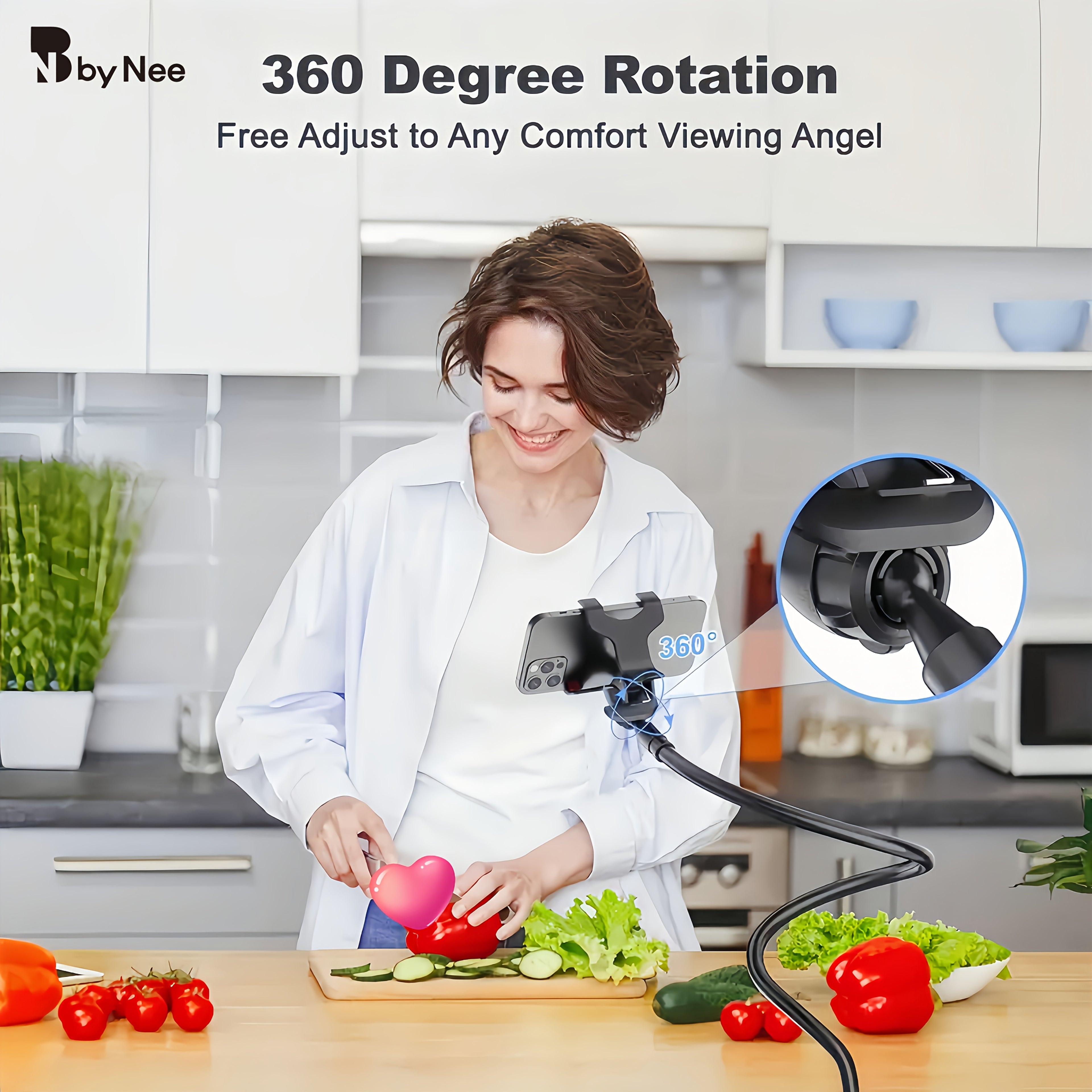 360 degree rotation phone holder spiral base lazy person