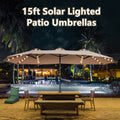 15ft outdoor double sided patio umbrella   solar led