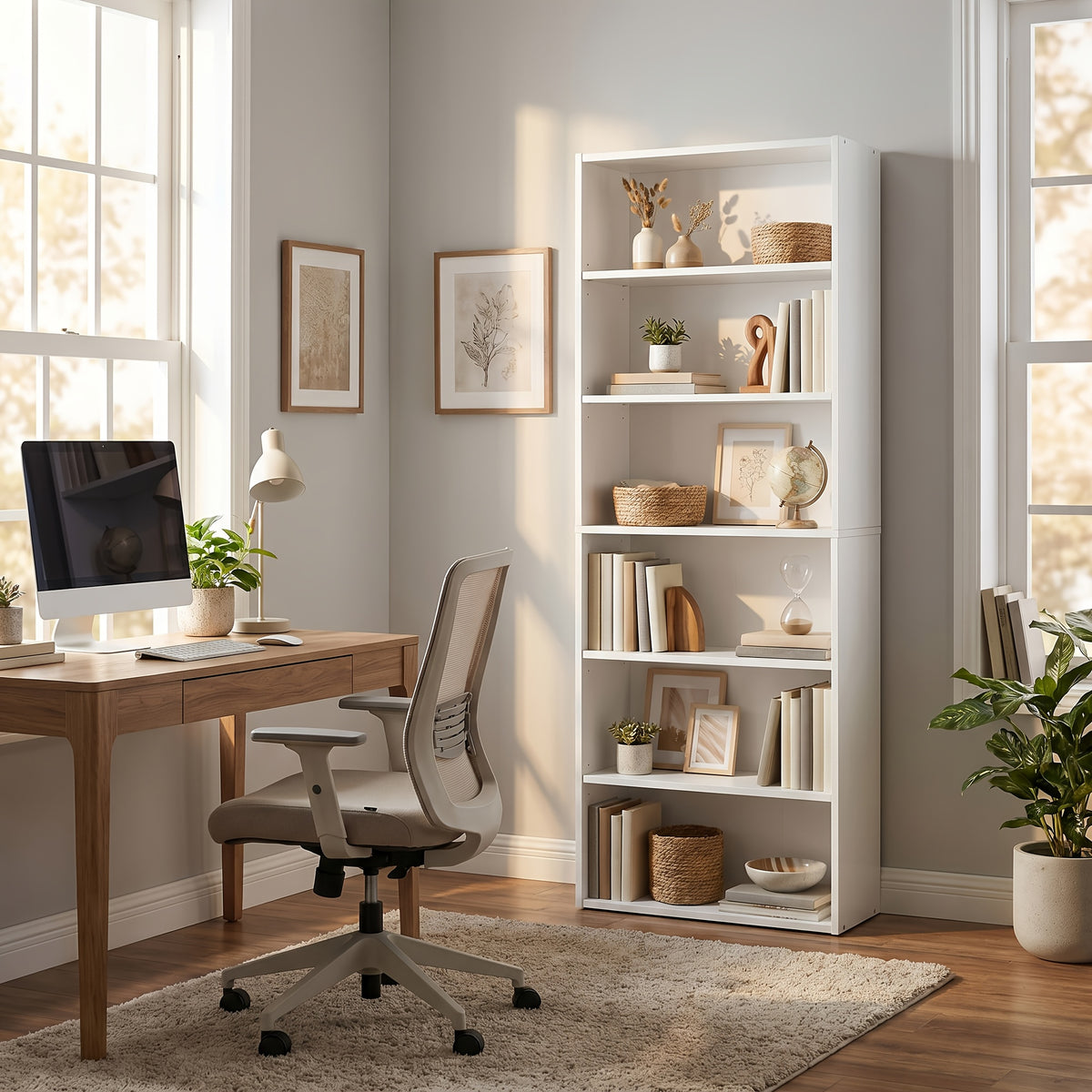 6 tier open bookshelf display space saving bookcase home