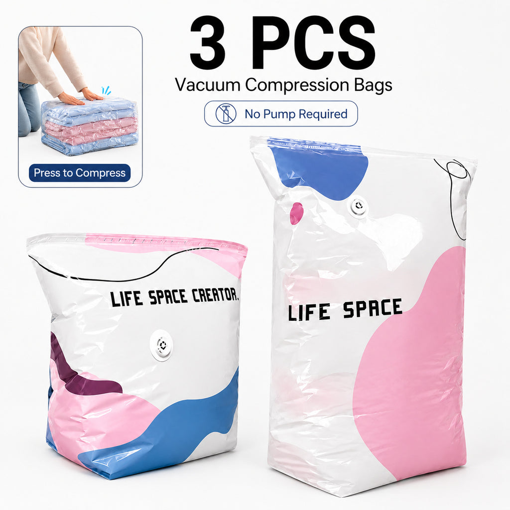 3pcs pump free vacuum storage bags large cubic vacuum