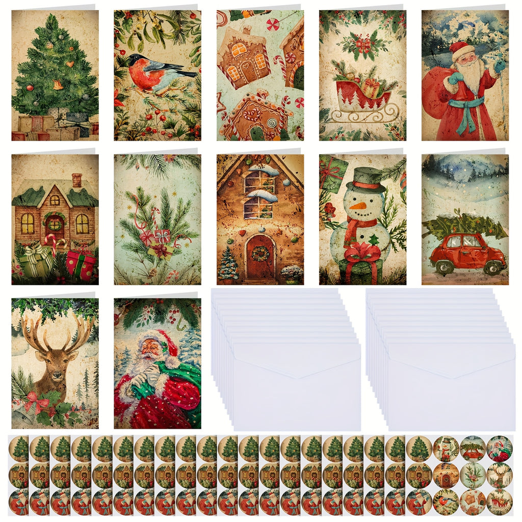 240 sets christmas cards envelopes stickers vintage happy