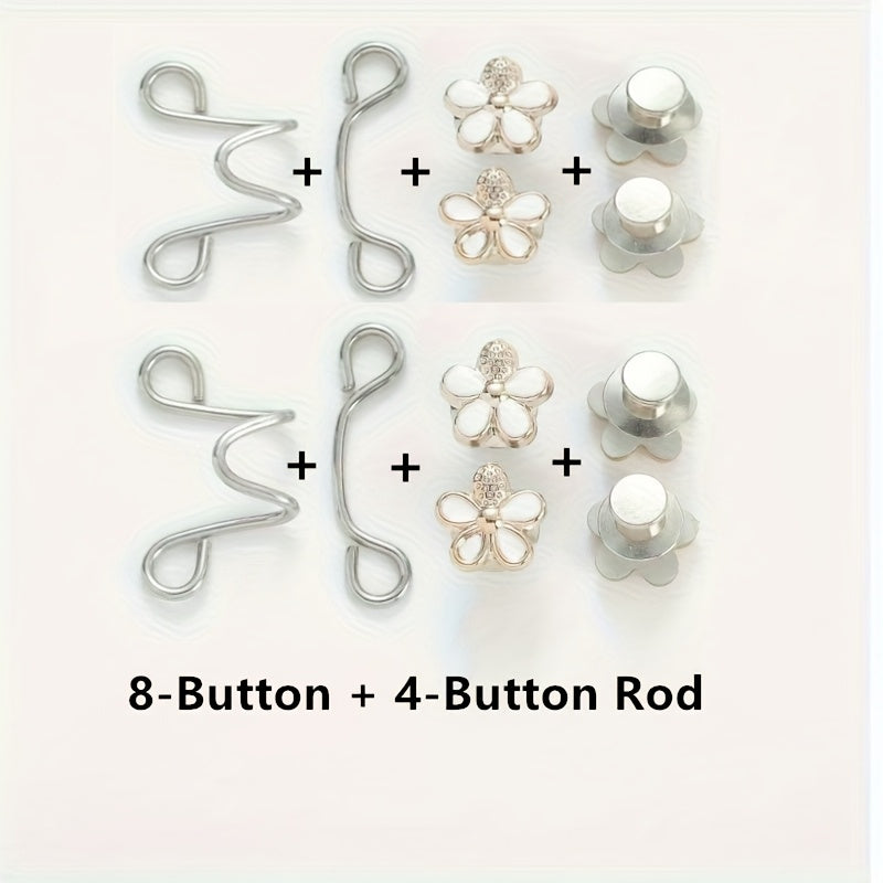 2 sets 12pcs 8 button 4 button rod   floral
