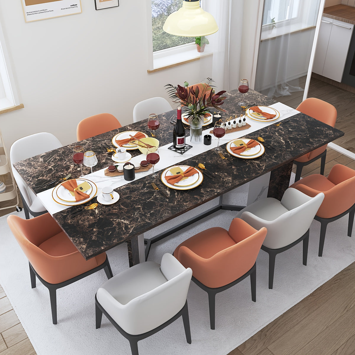71 rectangle modern dining table office   room