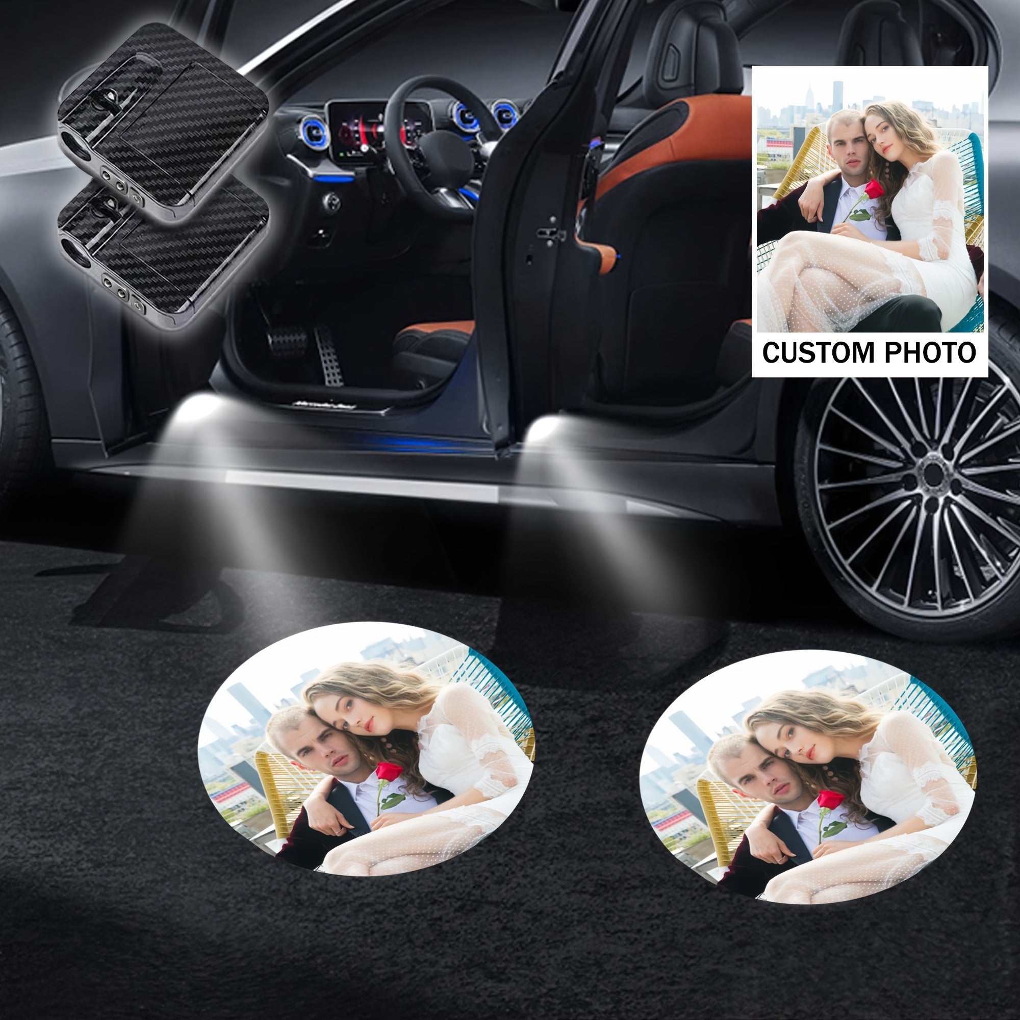4pcs car welcome lights design photo led clear projection