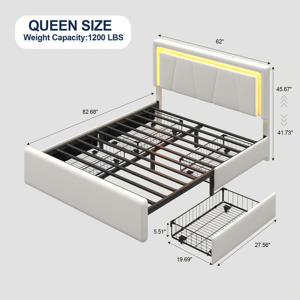 upholstered platform bed frame 4 storage drawers twin full