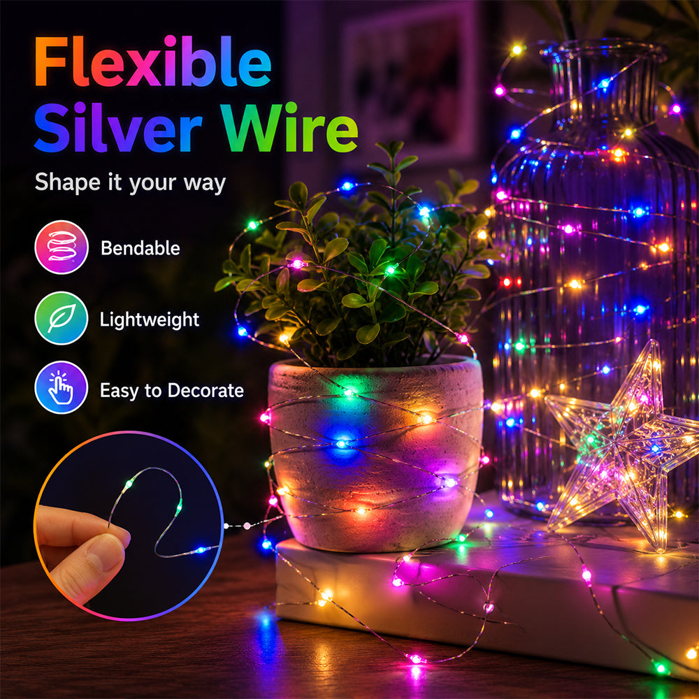 1pc   indoor holiday fairy string lights multicolor usb