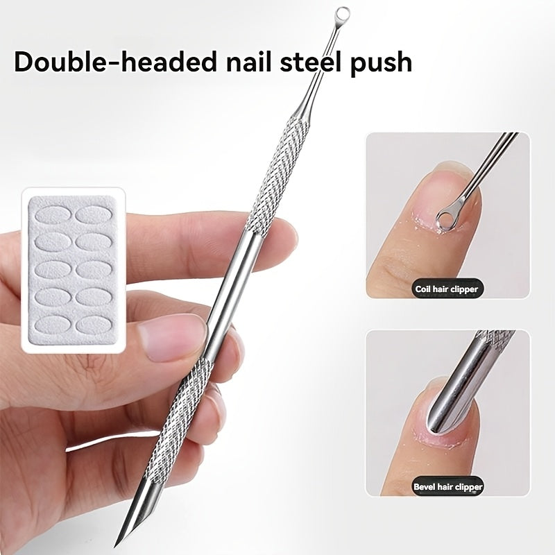 style double headed cuticle remover tool stainless