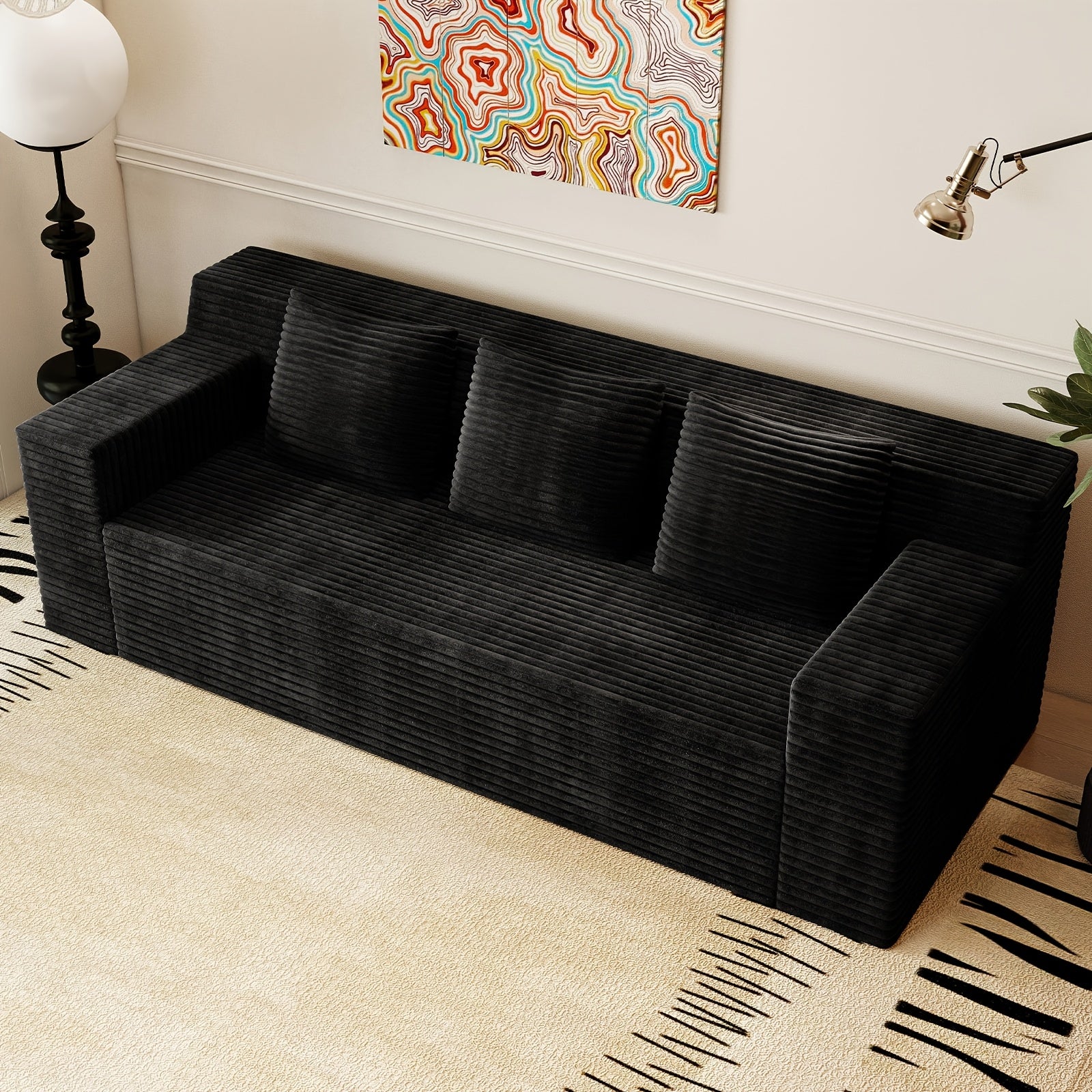 71 inch modern   no wooden frame living room sofa