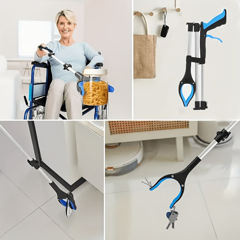 tri fold blue extra long 43 inch foldable trash grabber