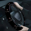 cute cat face pattern steering wheel cover minimalist style