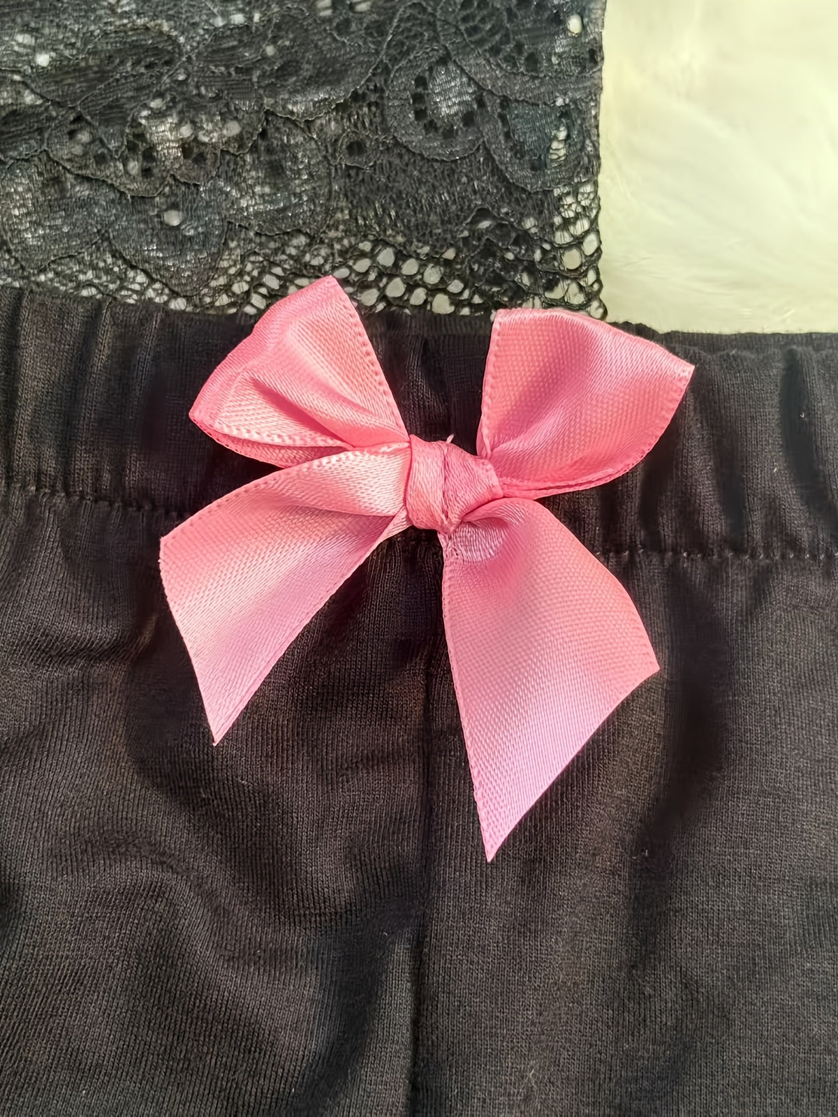 summer 2pcs set color block lace spliced bow