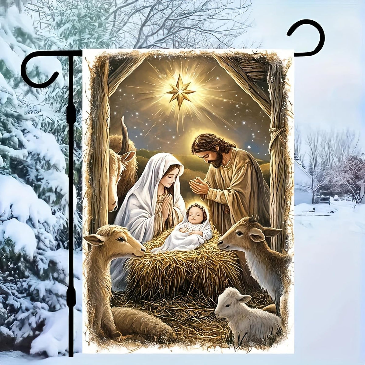 12 x18 double sided christmas nativity scene garden flags