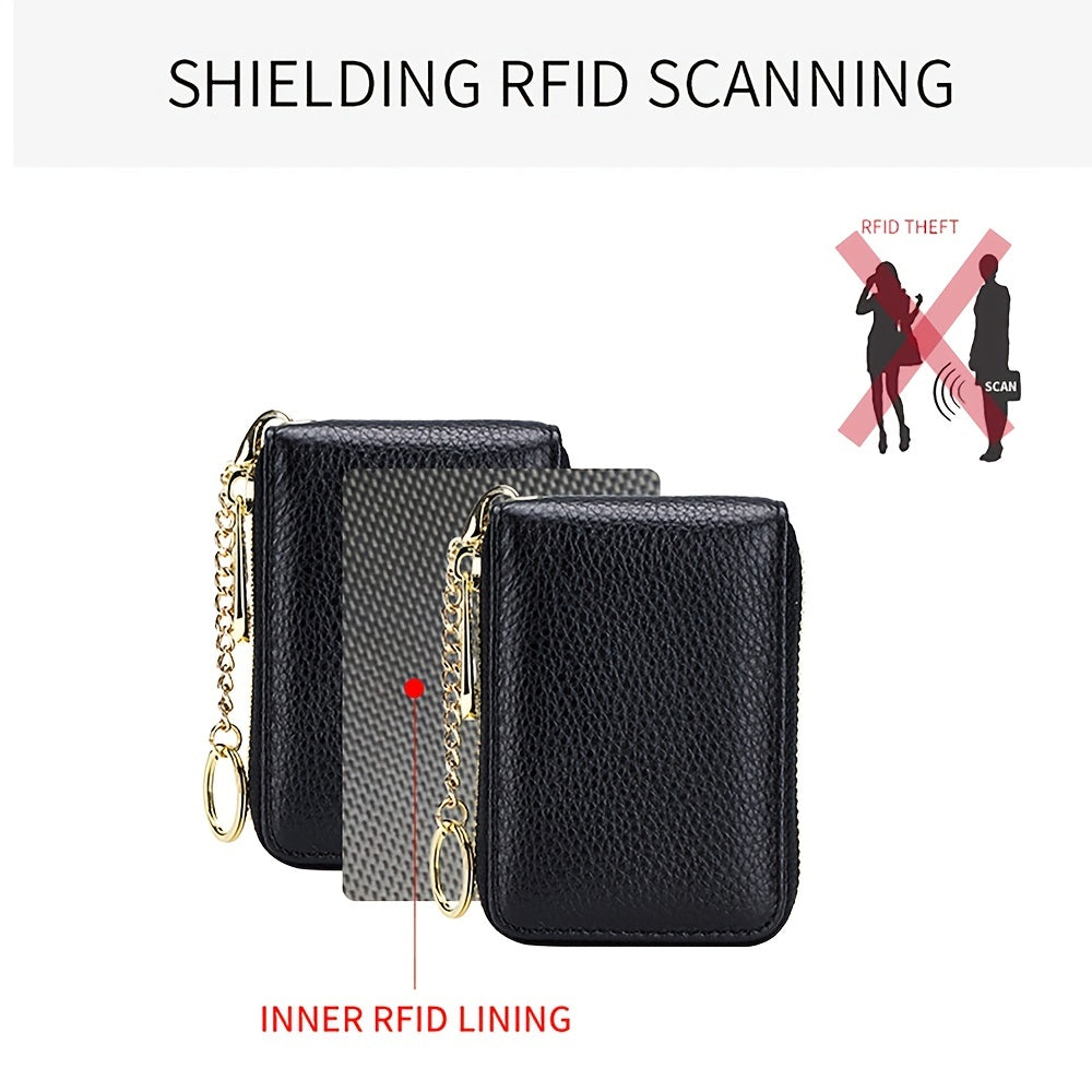 women rfid credit card holder wallet keychain id window