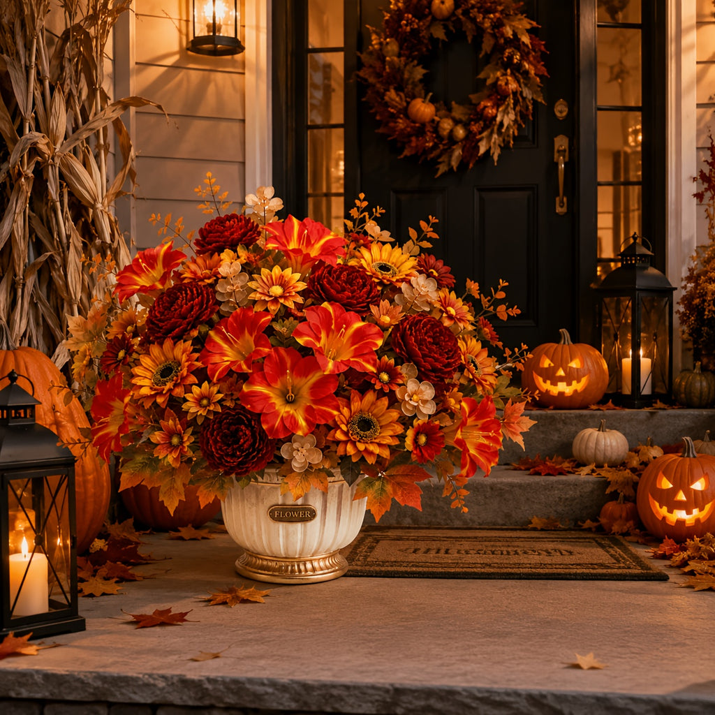6 bunches outdoor artificial autumn flowers holiday