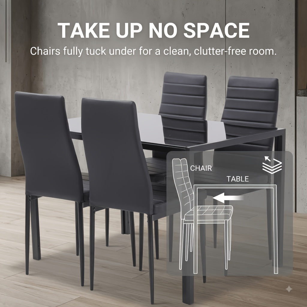 5pcs set dining table set modern rectangular glass dining