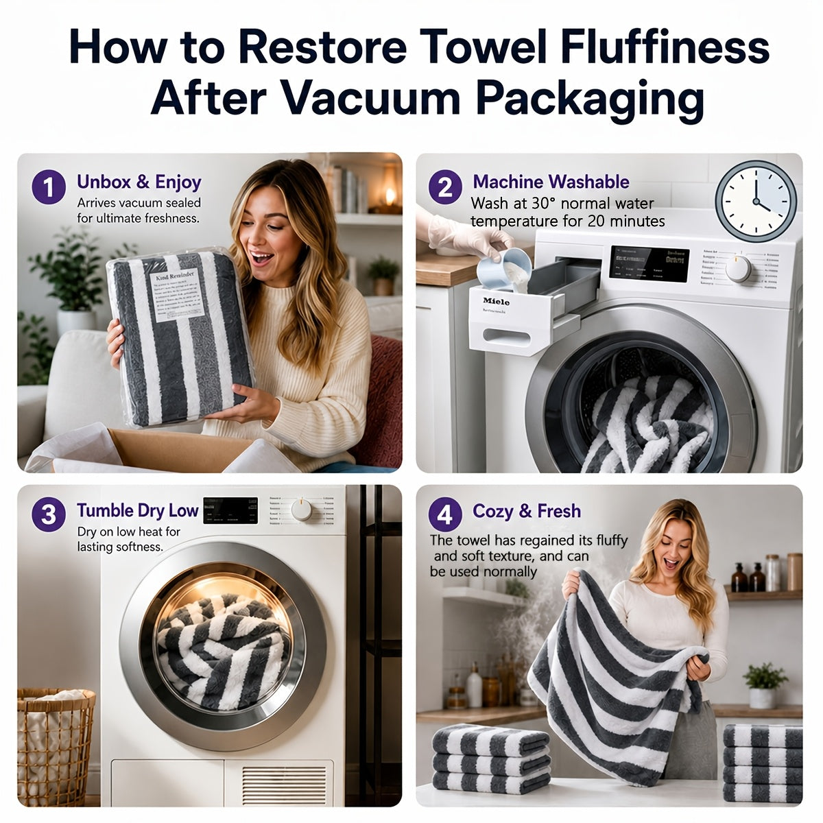 30pcs large wide   towel set quick