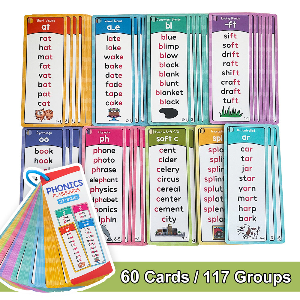 117 families words phonics word   cards english