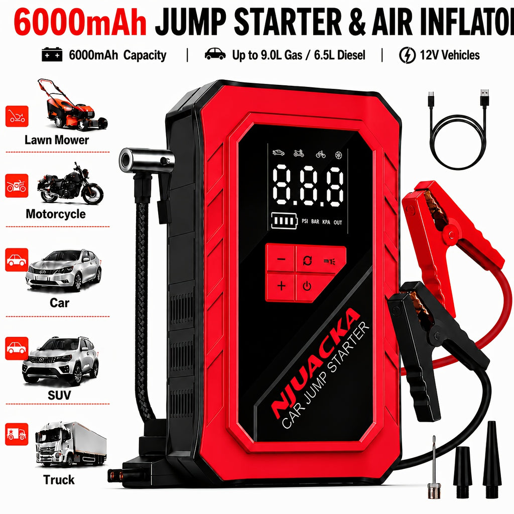 15000a 8 in 1 portable car jump starter air compressor 150