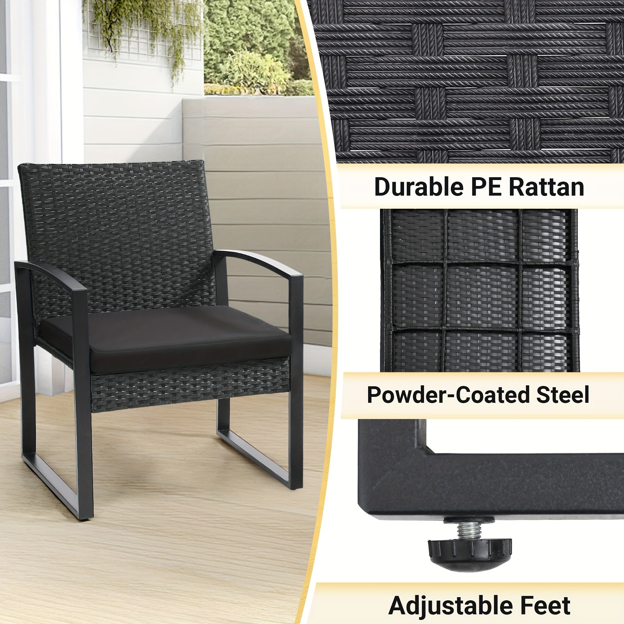 3pcs rattan bistro set outdoor patio furniture conversation
