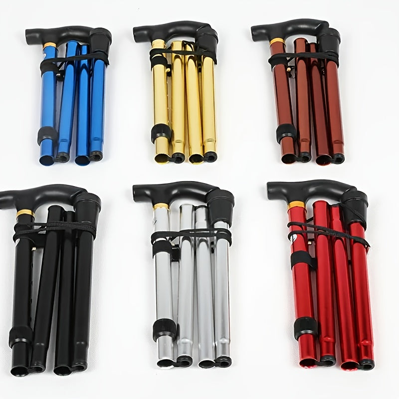 2pcs rubber pointed foldable hiking poles adjustable height