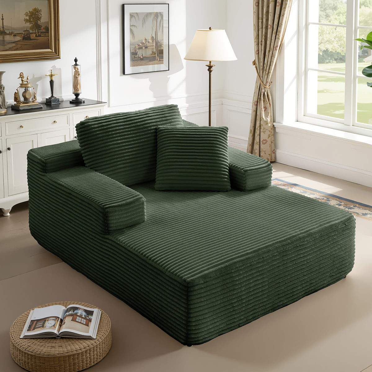 51 inch oversized boneless lounge chaise recliner corduroy