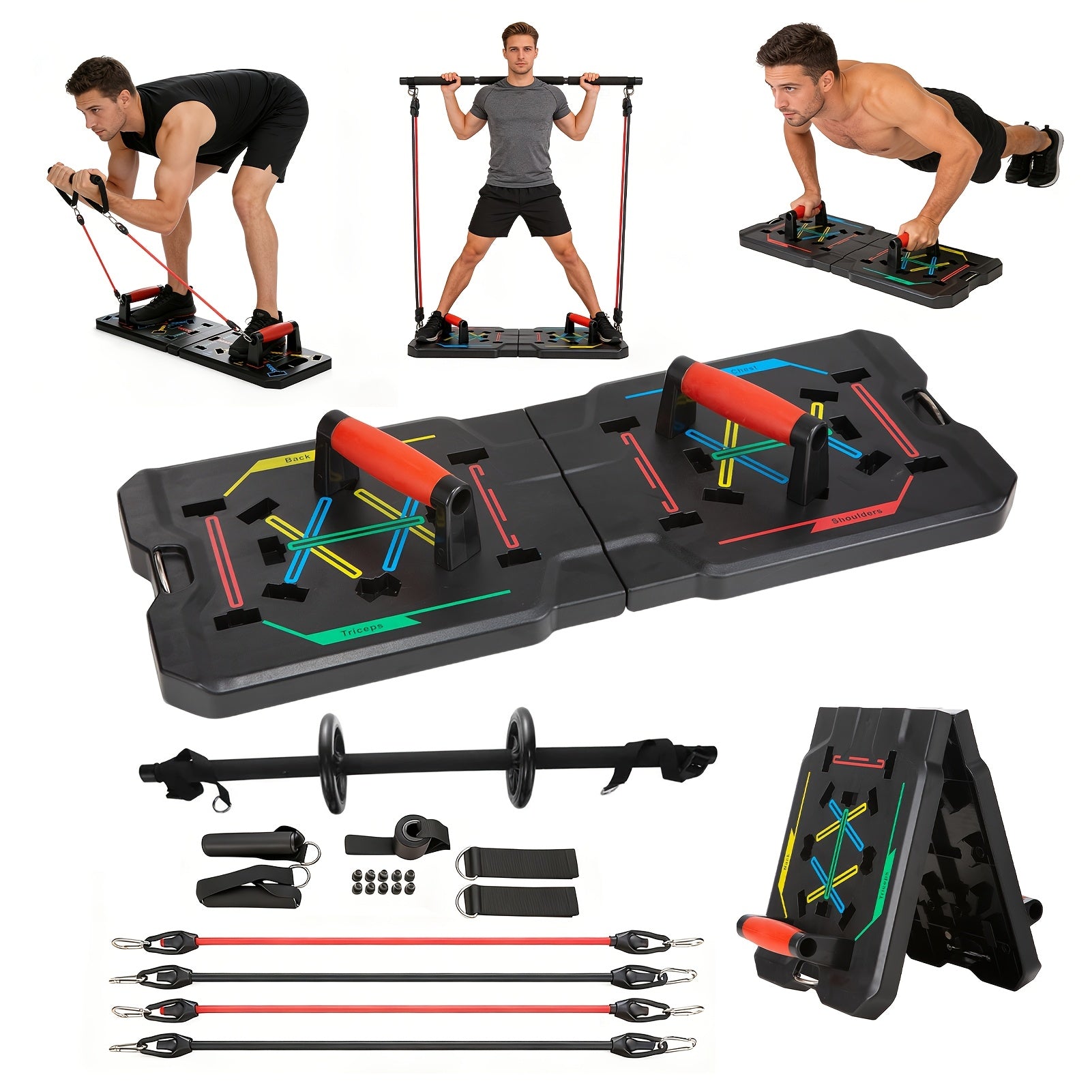 push board pilates bar   band ab roller foldable