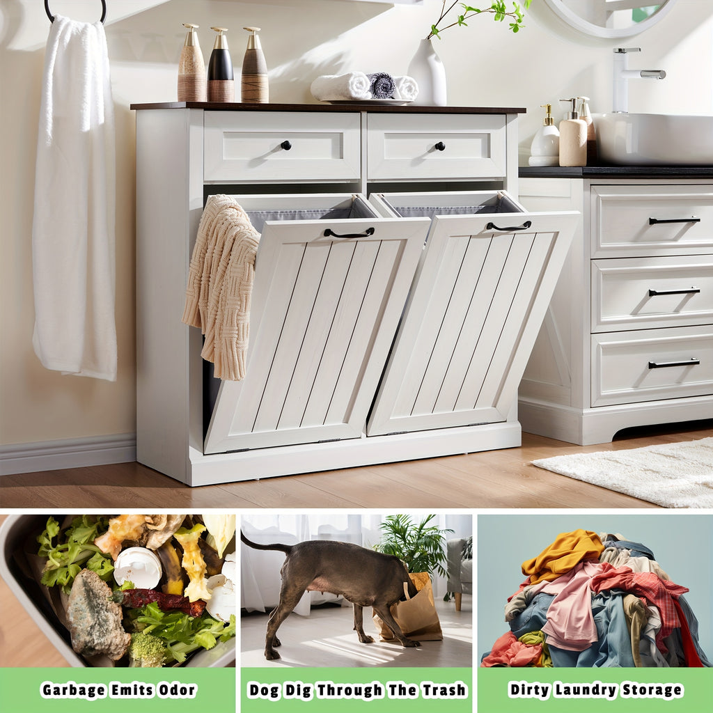 single double tilt trash cabinet drawer hidden wooden